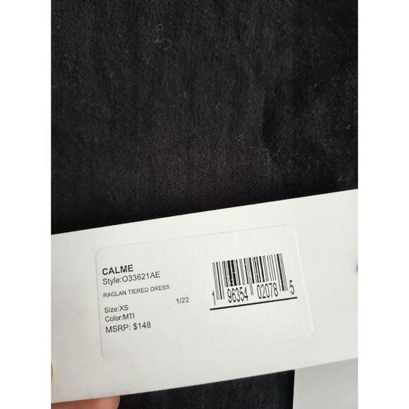 Johnny Was Calme Black Cotton‎ Gauze Raglan Tiered Dress | Size XS - Picture 3 of 6